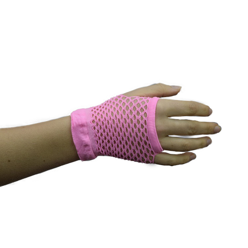 SHORT PINK FISHNET FINGERLESS  3 PACK