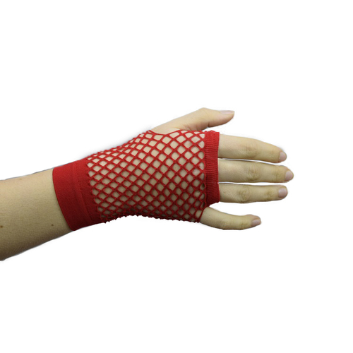 SHORT RED FISHNET FINGERLESS  3 PACK