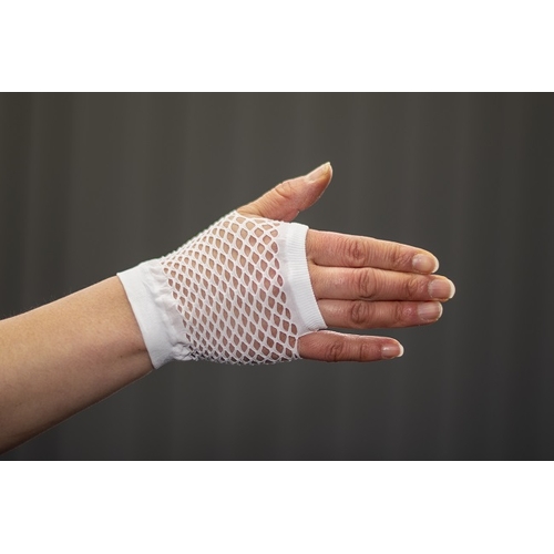 SHORT WHITE FISHNET FINGERLESS 3 PACK