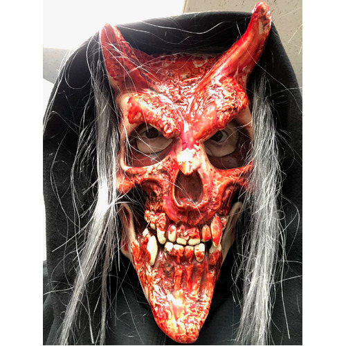 Latex Mask - Whispers Bloody Bone Monster with attached Hood