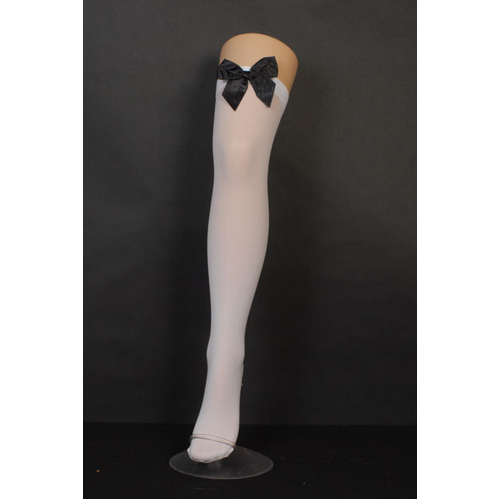 WHT/BK BOW STOCKINGS