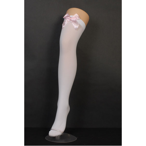 WH/PK BOW STOCKINGS