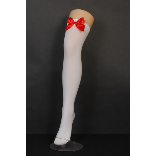 WH/RD BOW STOCKINGS