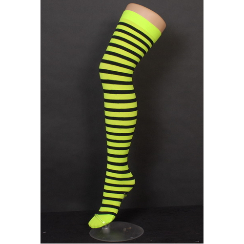 STRIPE GR/BK STOCKINGS