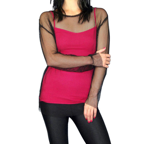 Top - 80S Fishnet Top - Black