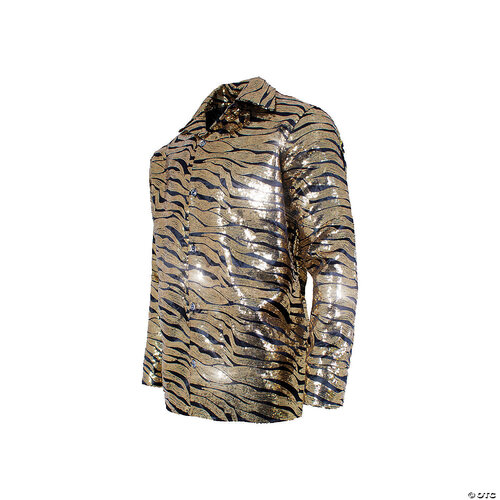 Adult Gold Sequin Tiger Shirt - XXL